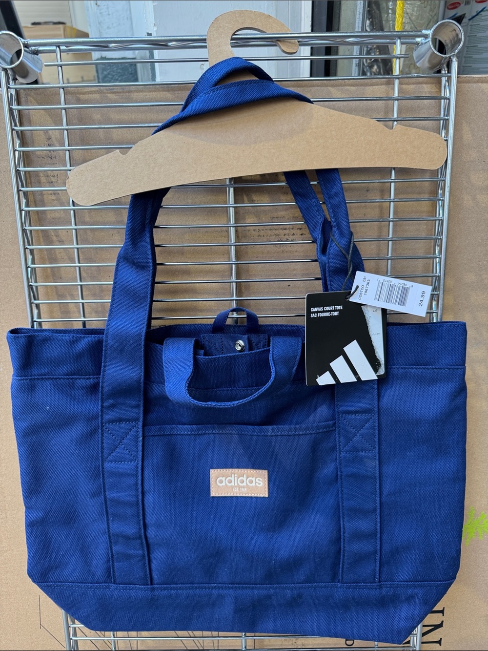 adidas Navy Blue Canvas Tote with Front Patch Logo